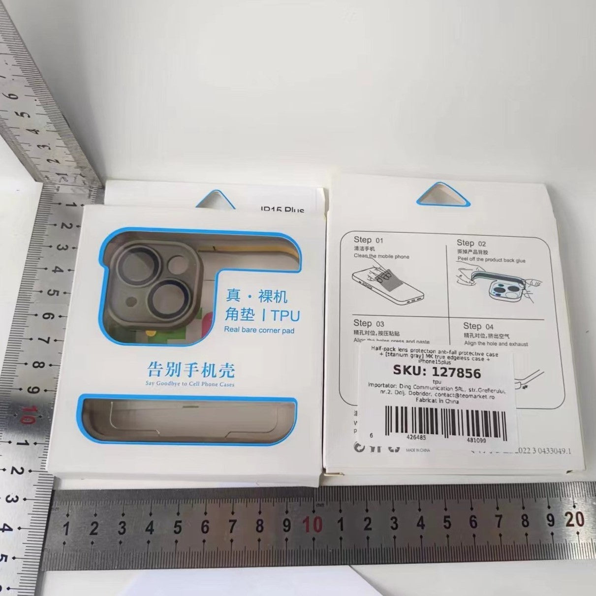 Husa Metalica Edgeless Compatibila cu iPhone 15, Flippy, Protectie pentru Colturi si Camera, Aliaj, Antisoc, Antizgariere, Gri Mat-2