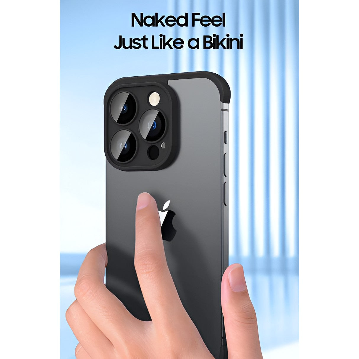 Husa Metalica Edgeless Compatibila cu iPhone 15 Pro, Flippy, Protectie pentru Colturi si Camera, Aliaj, Antisoc, Antizgariere, Negru Metalizat-5