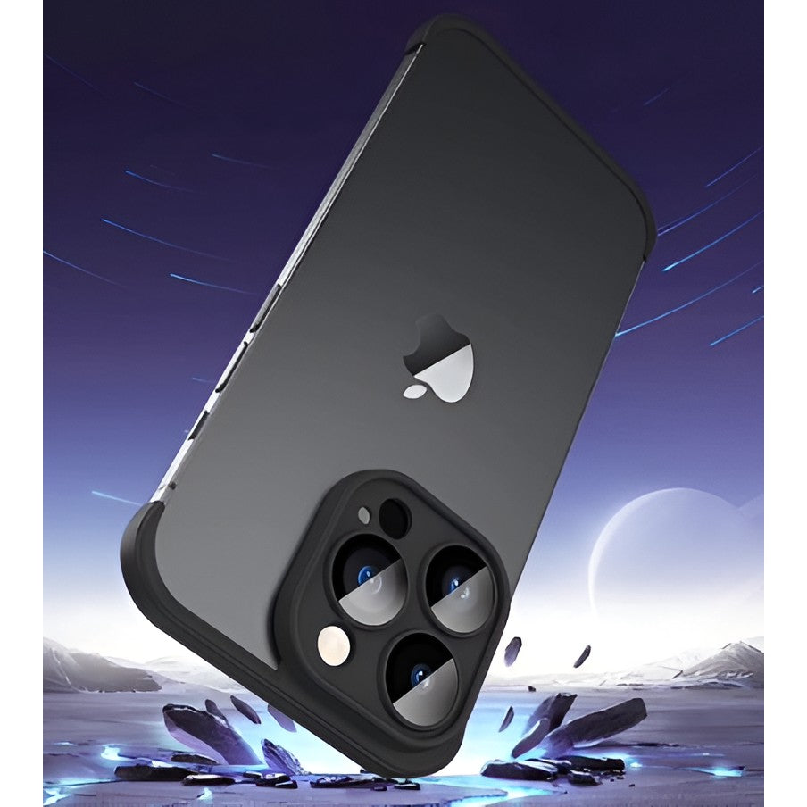 Husa Metalica Edgeless Compatibila cu iPhone 15 Pro, Flippy, Protectie pentru Colturi si Camera, Aliaj, Antisoc, Antizgariere, Negru Metalizat-6