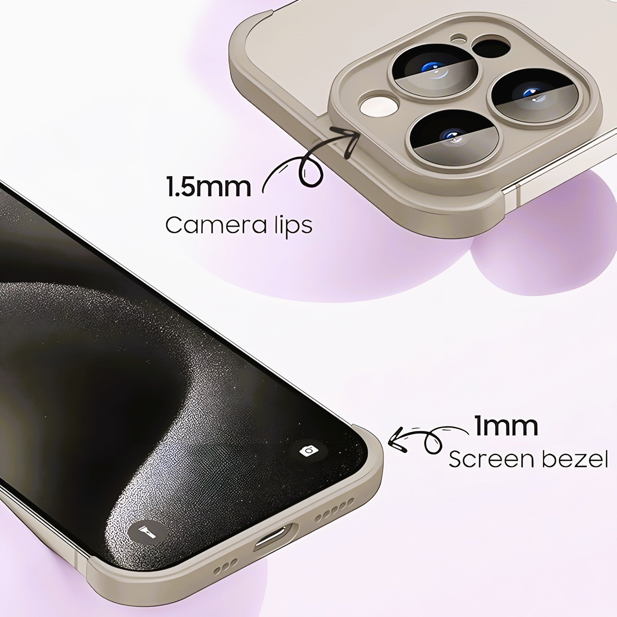 Husa Metalica Edgeless Compatibila cu iPhone 15 Pro, Flippy, Protectie pentru Colturi si Camera, Aliaj, Antisoc, Antizgariere, Gri Metalizat-4