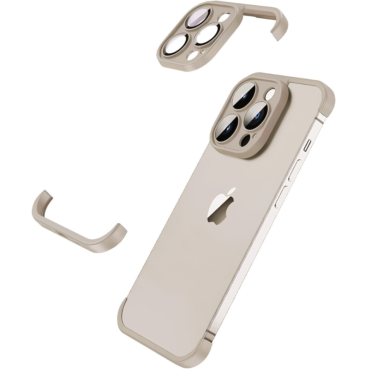 Husa Metalica Edgeless Compatibila cu iPhone 15 Pro, Flippy, Protectie pentru Colturi si Camera, Aliaj, Antisoc, Antizgariere, Gri Metalizat-0