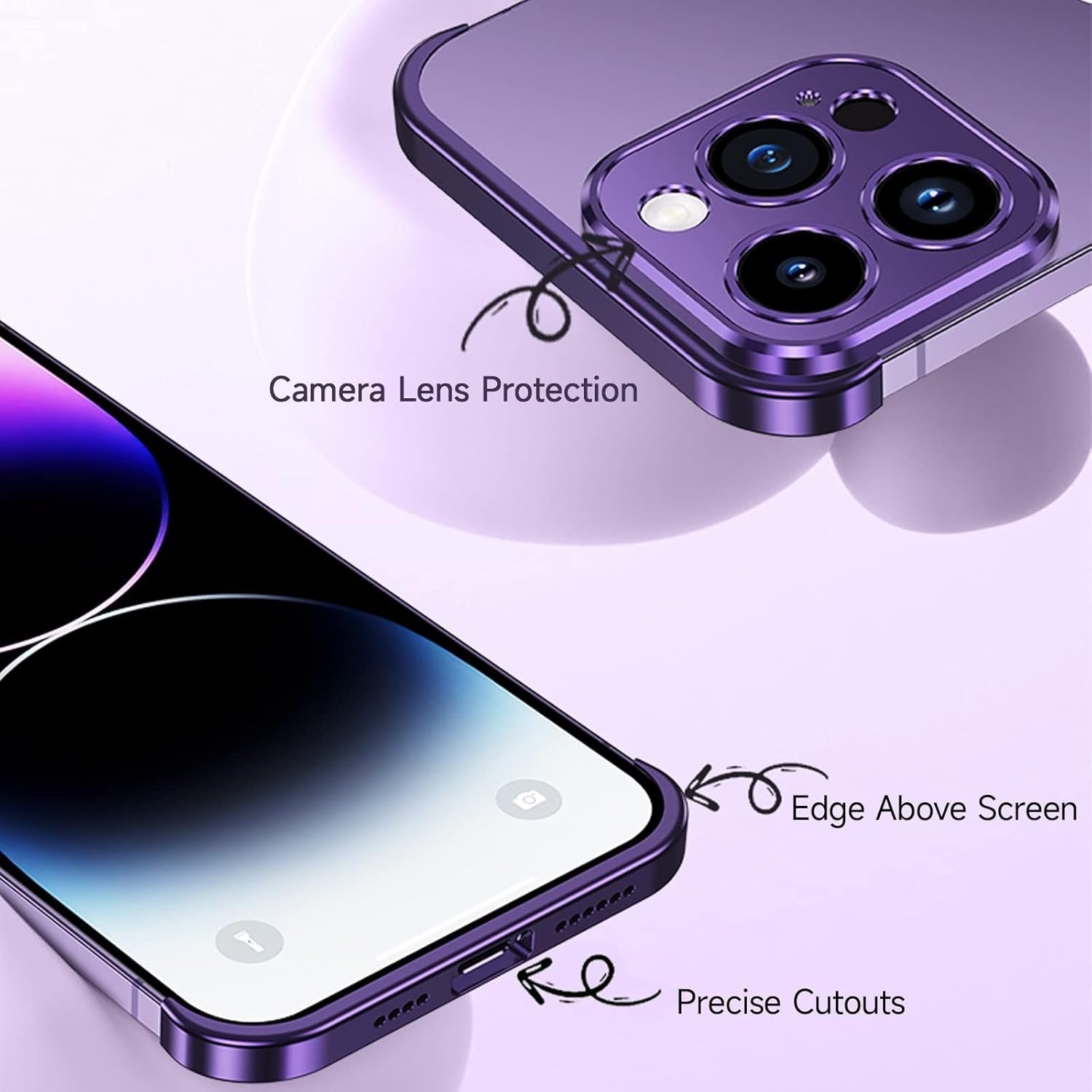 Husa Metalica Edgeless Compatibila cu iPhone 16, Flippy, Protectie pentru Colturi si Camera, Aliaj Aluminiu, Antisoc, Antizgariere, Mov-6