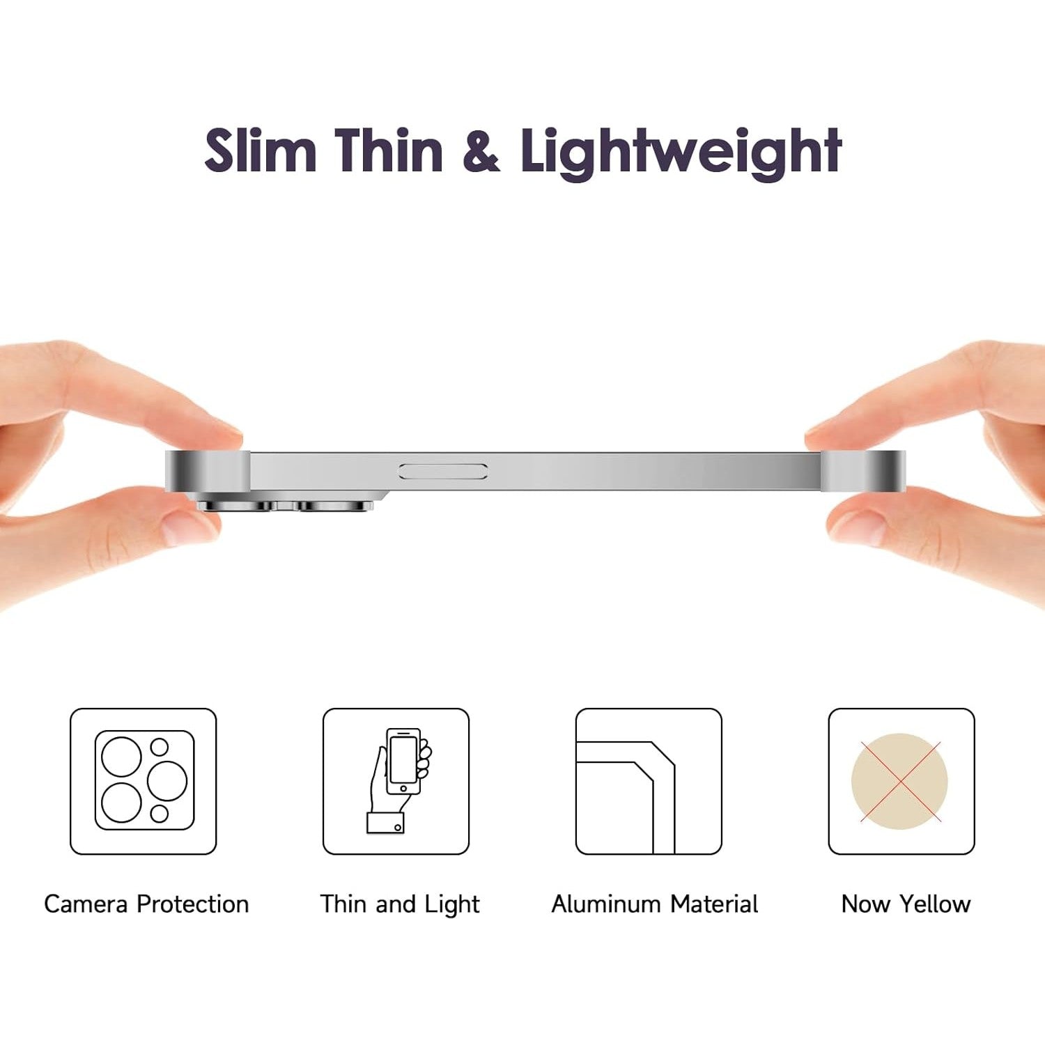 Husa Metalica Edgeless Compatibila cu iPhone 16, Flippy, Protectie pentru Colturi si Camera, Aliaj Aluminiu, Antisoc, Antizgariere, Argintiu Titan-6