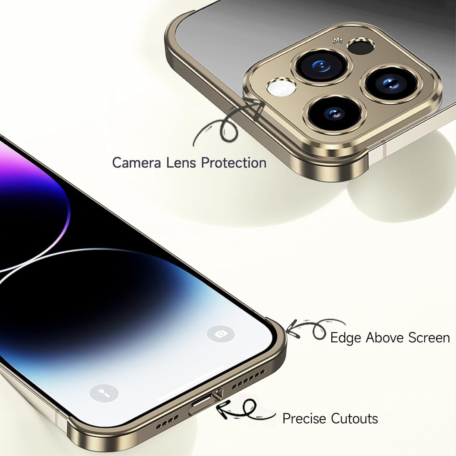Husa Metalica Edgeless Compatibila cu iPhone 16, Flippy, Protectie pentru Colturi si Camera, Aliaj Aluminiu, Antisoc, Antizgariere, Auriu-5