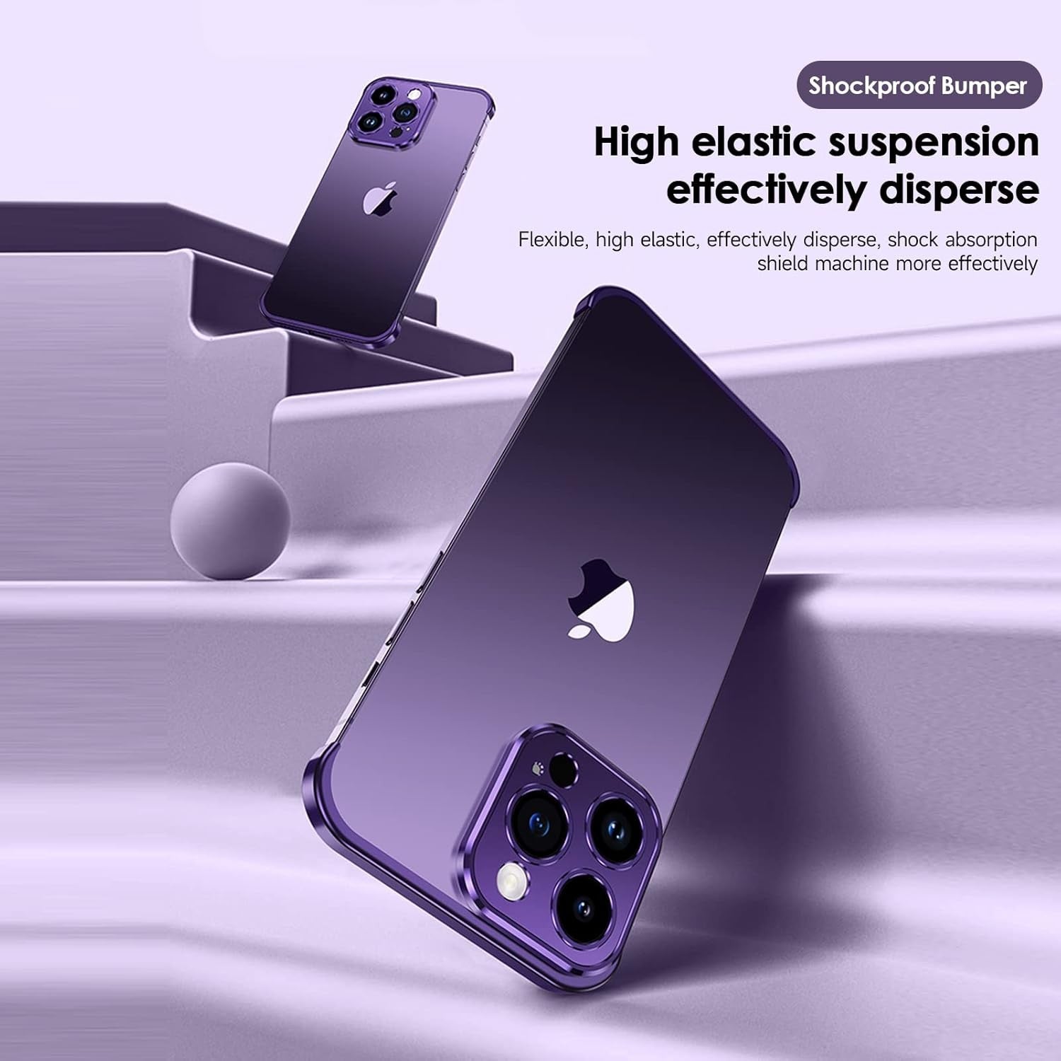 Husa Metalica Edgeless Compatibila cu iPhone 16 Pro, Flippy, Protectie pentru Colturi si Camera, Aliaj Aluminiu, Antisoc, Antizgariere, Mov-4