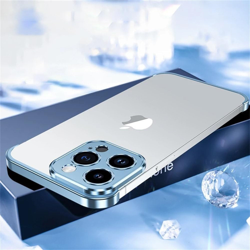 Husa Metalica Edgeless Compatibila cu iPhone 16 Pro, Flippy, Protectie pentru Colturi si Camera, Aliaj Aluminiu, Antisoc, Antizgariere, Albastru-2