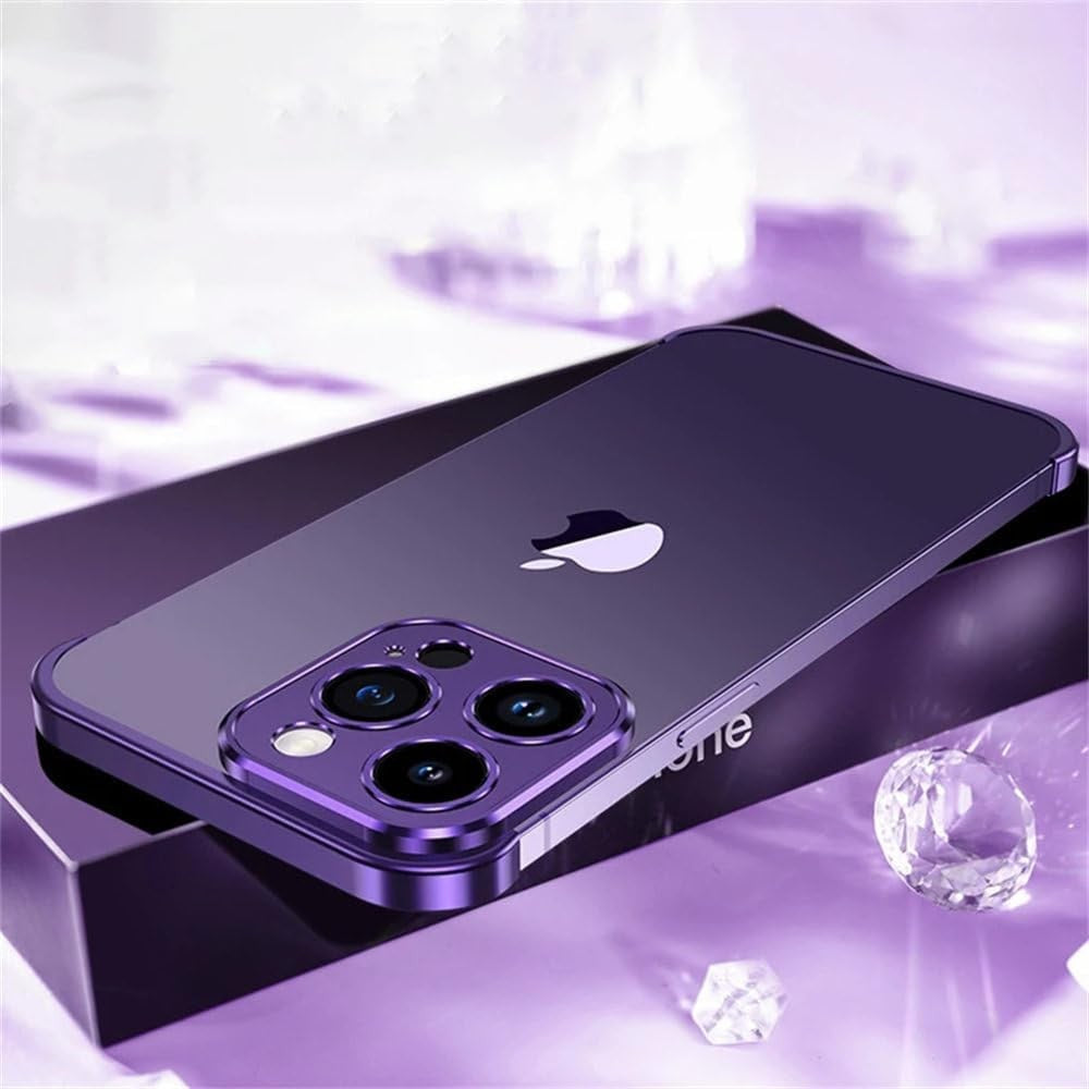 Husa Metalica Edgeless Compatibila cu iPhone 16 Pro Max, Flippy, Protectie pentru Colturi si Camera, Aliaj Aluminiu, Antisoc, Antizgariere, Mov-2