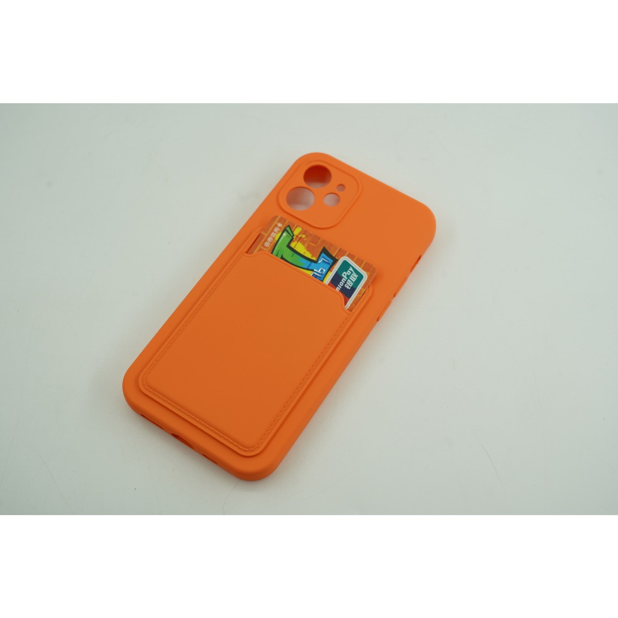 Husa protectie cu suport card compatibila cu Samsung A12 Portocaliu-4