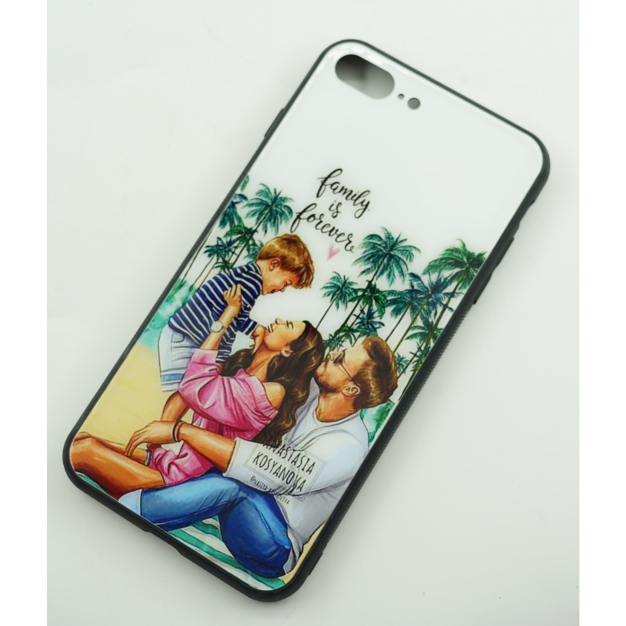 Husa protectie Flippy compatibila cu Apple iPhone 13 Glass print Family is Forever Multicolor-3