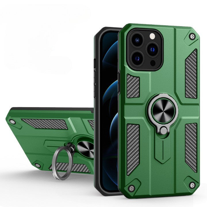 Husa protectie Flippy compatibila cu Apple iPhone 13 Mini Defender Model 5 cu suport prindere inel,Verde-2