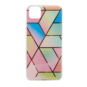 Husa protectie Flippy compatibila cu Huawei P Smart 2021 Soft IMD TPU Marble Geometric Roz-0