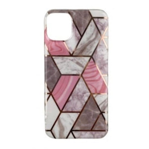 Husa protectie Flippy compatibila cu Huawei P30 Lite Soft IMD TPU Marble Geometric Alb-0