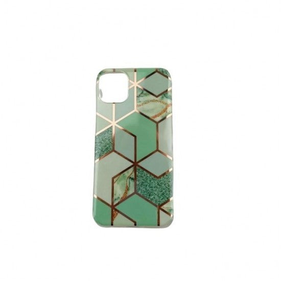 Husa protectie Flippy compatibila cu Huawei P30 Lite Soft IMD TPU Marble Geometric Verde-3