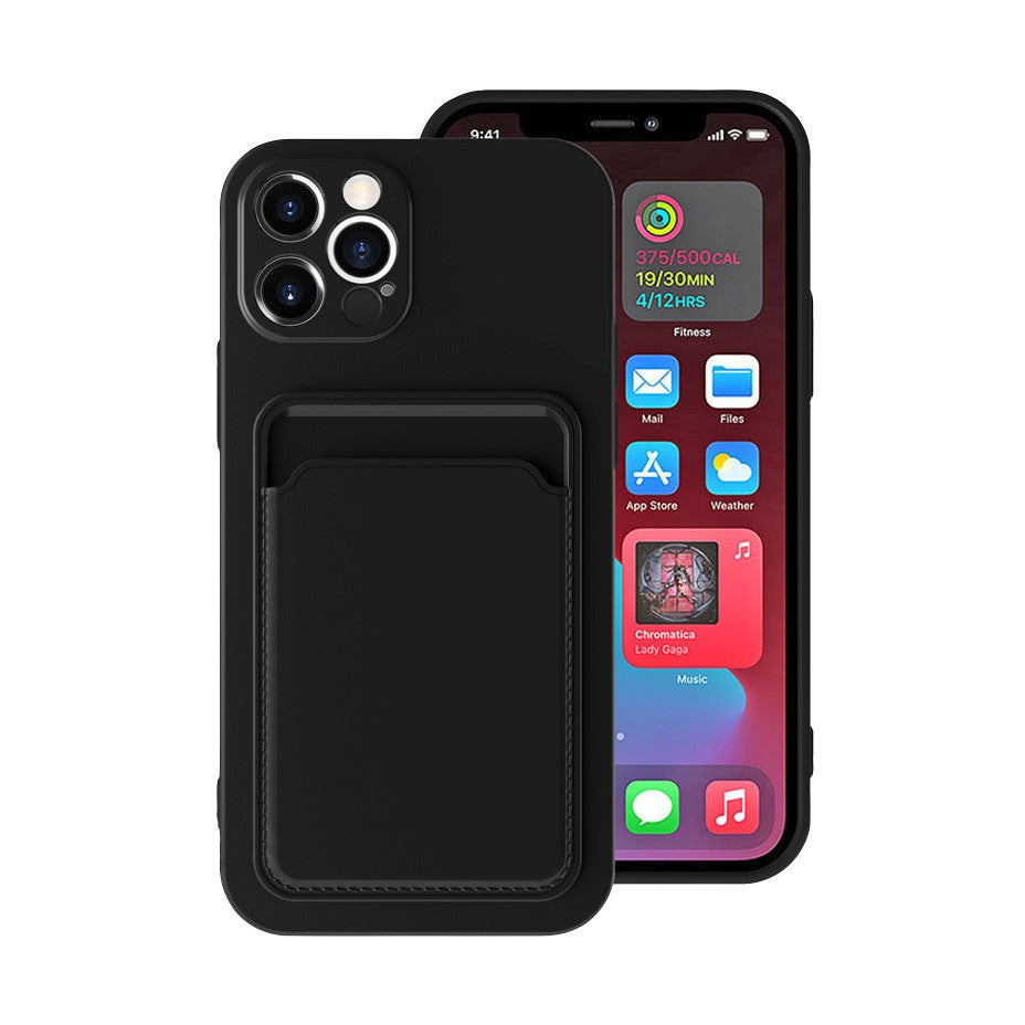 Husa protectie Flippy cu suport card compatibila cu Apple iPhone 13 Negru-2