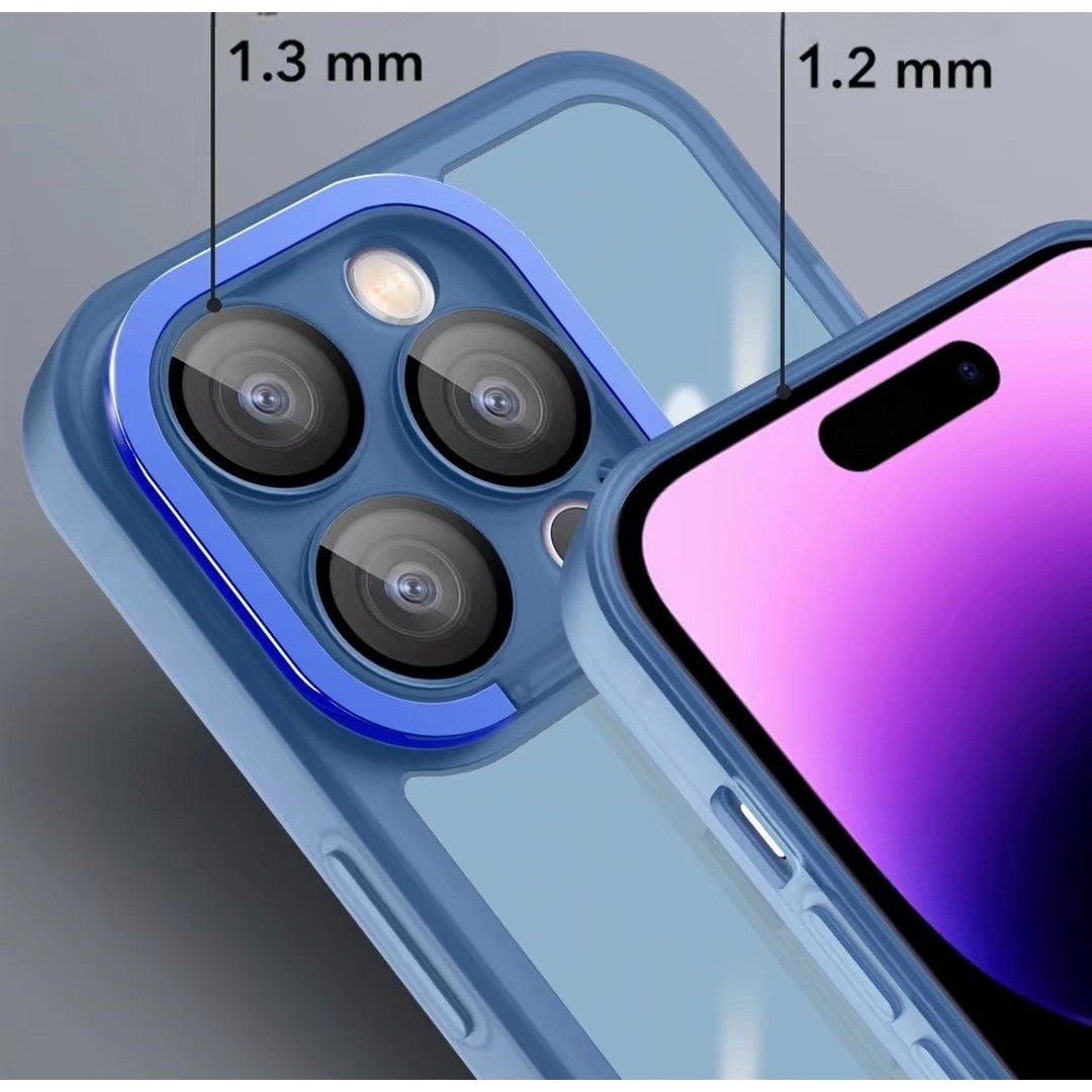 Husa protectie Flippy pentru Apple iPhone 12 Pro Electroplated cu  suport pentru camera, 1.5 mm grosime, protectie camera, Albastru-1