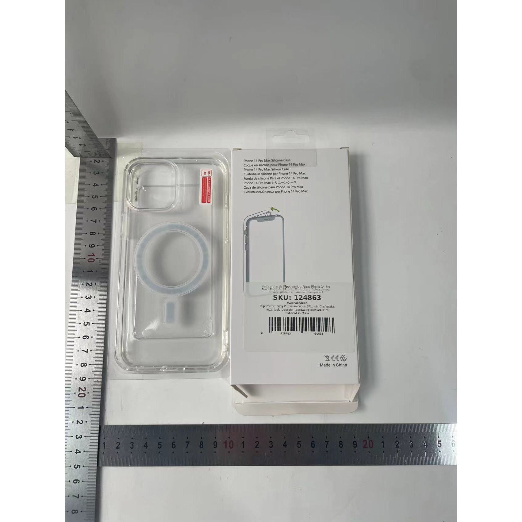 Husa protectie Flippy pentru Apple iPhone 14 Pro Max, MagSafe Silicone, Protectie si folie camera inclusa, protectie camera, Transparent-5