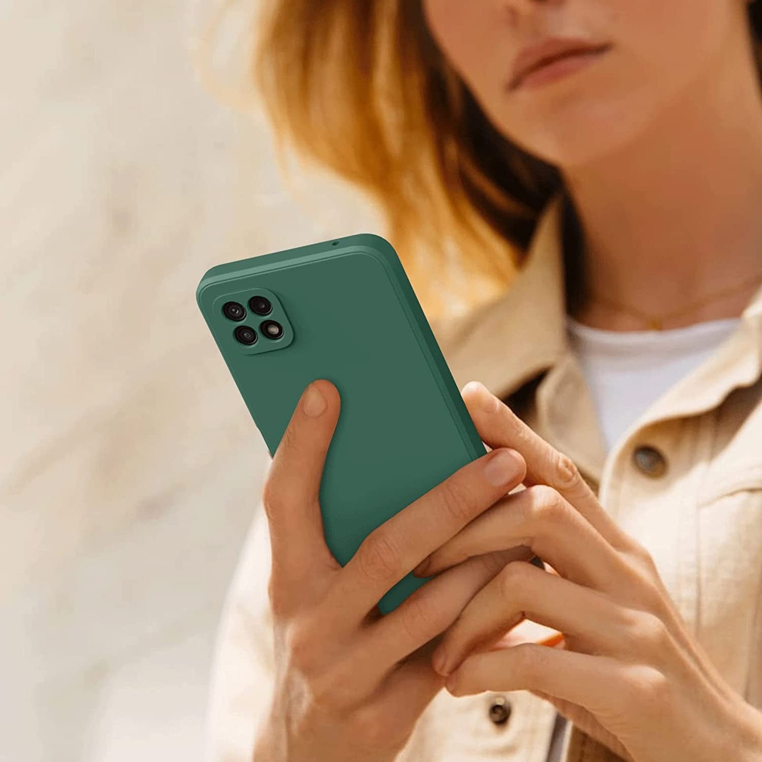 Husa protectie Flippy pentru Samsung A22 5G Liquid Silicone Verde-3