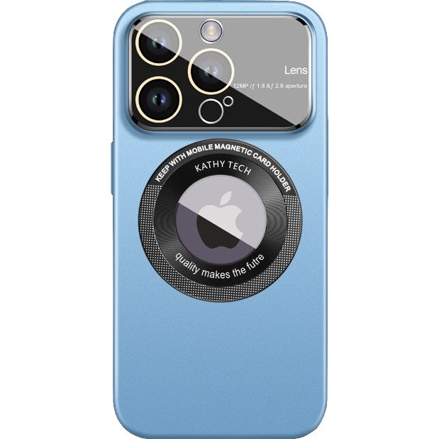 Husa protectie MagSafe Kathy Tech, Flippy, pentru Apple iPhone 12 Pro Max, Dublu Cerc, Albastru Deschis-0