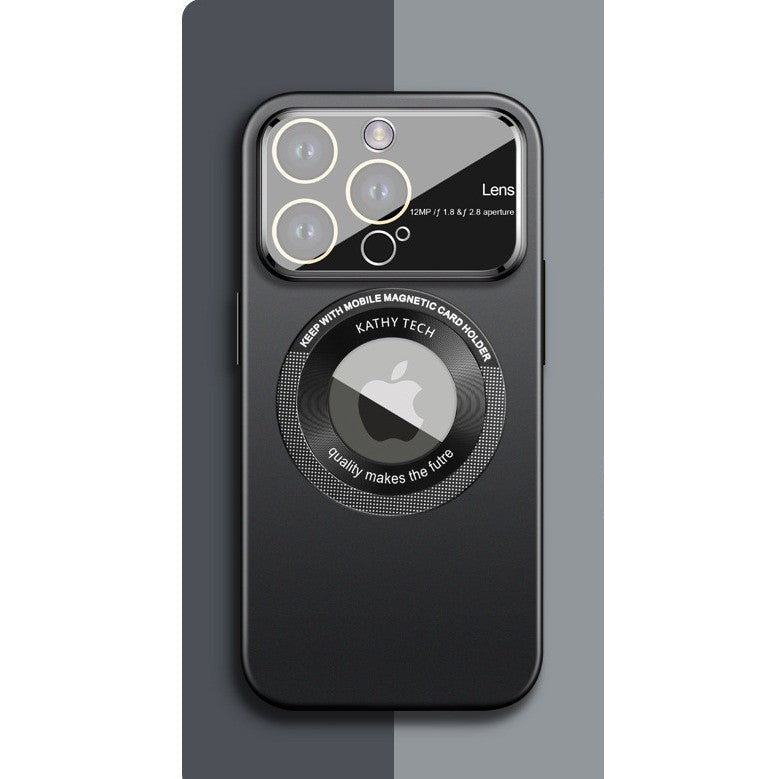 Husa protectie MagSafe Kathy Tech, Flippy, pentru Apple iPhone 12 Pro Max, Dublu Cerc, Negru-2