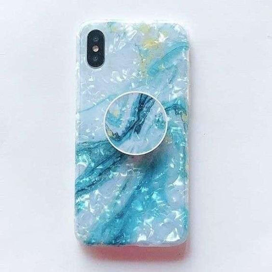 Husa protectie pentru Apple iPhone 11 Pro Max Soft IMD TPU Marble Albastru Suport inclus-1