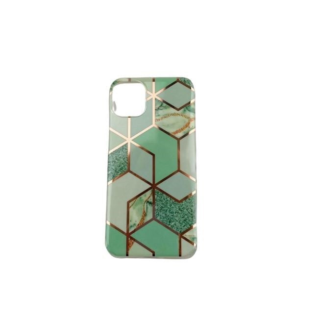 Husa protectie pentru Apple iPhone 11 Pro Max Soft IMD TPU Marble Geometric Verde-0