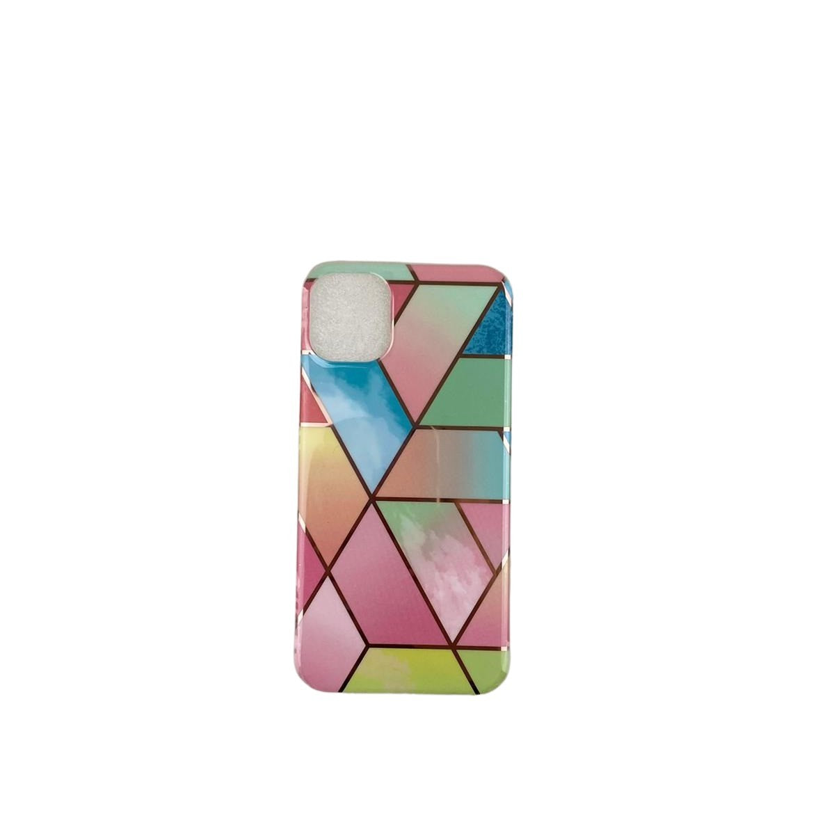Husa protectie pentru Apple iPhone 11 Pro Soft IMD TPU Marble Geometric Roz-4