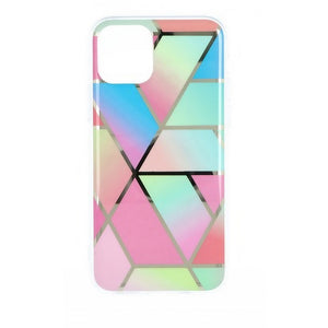 Husa protectie pentru Apple iPhone 11 Soft IMD TPU Marble Geometric Roz-0