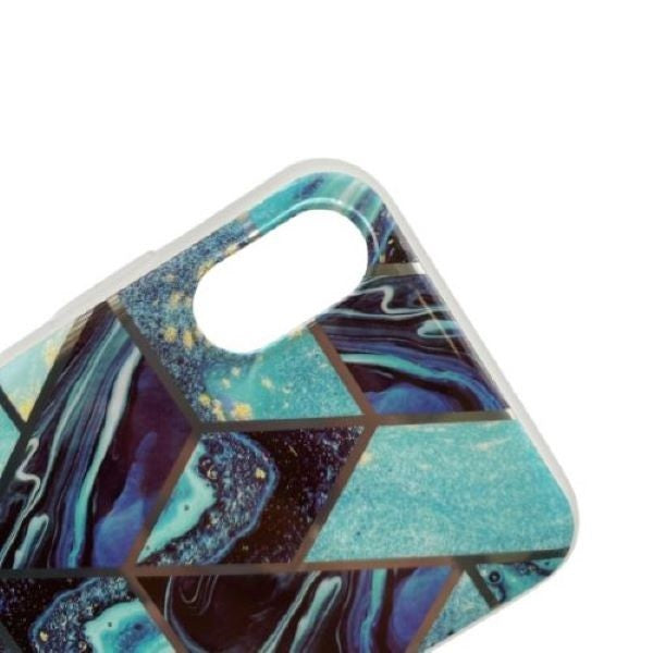 Husa protectie pentru Apple iPhone X/XS Soft IMD TPU Marble Geometric Albastru-3