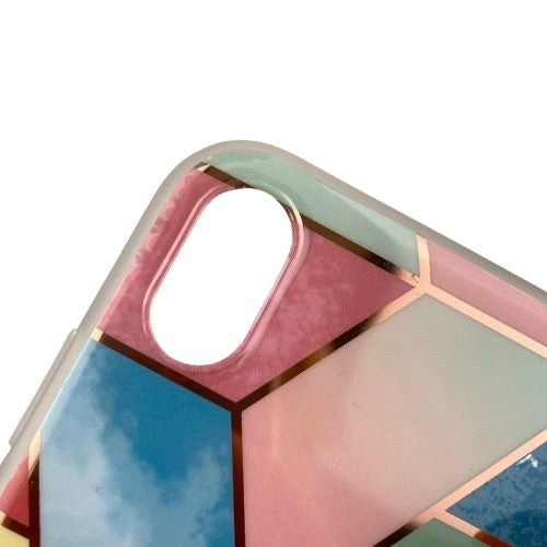 Husa protectie pentru Apple iPhone X/XS Soft IMD TPU Marble Geometric Roz-4