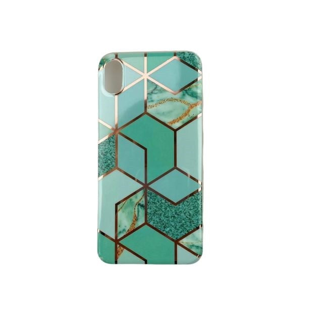 Husa protectie pentru Apple iPhone X/XS Soft IMD TPU Marble Geometric Verde-10