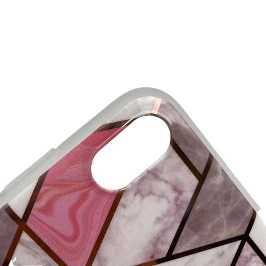 Husa protectie pentru Apple iPhone XR Soft IMD TPU Marble Geometric Alb-1
