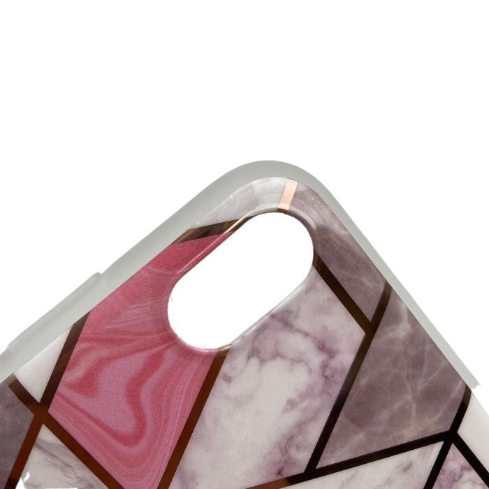 Husa protectie pentru Apple iPhone XR Soft IMD TPU Marble Geometric Alb-1