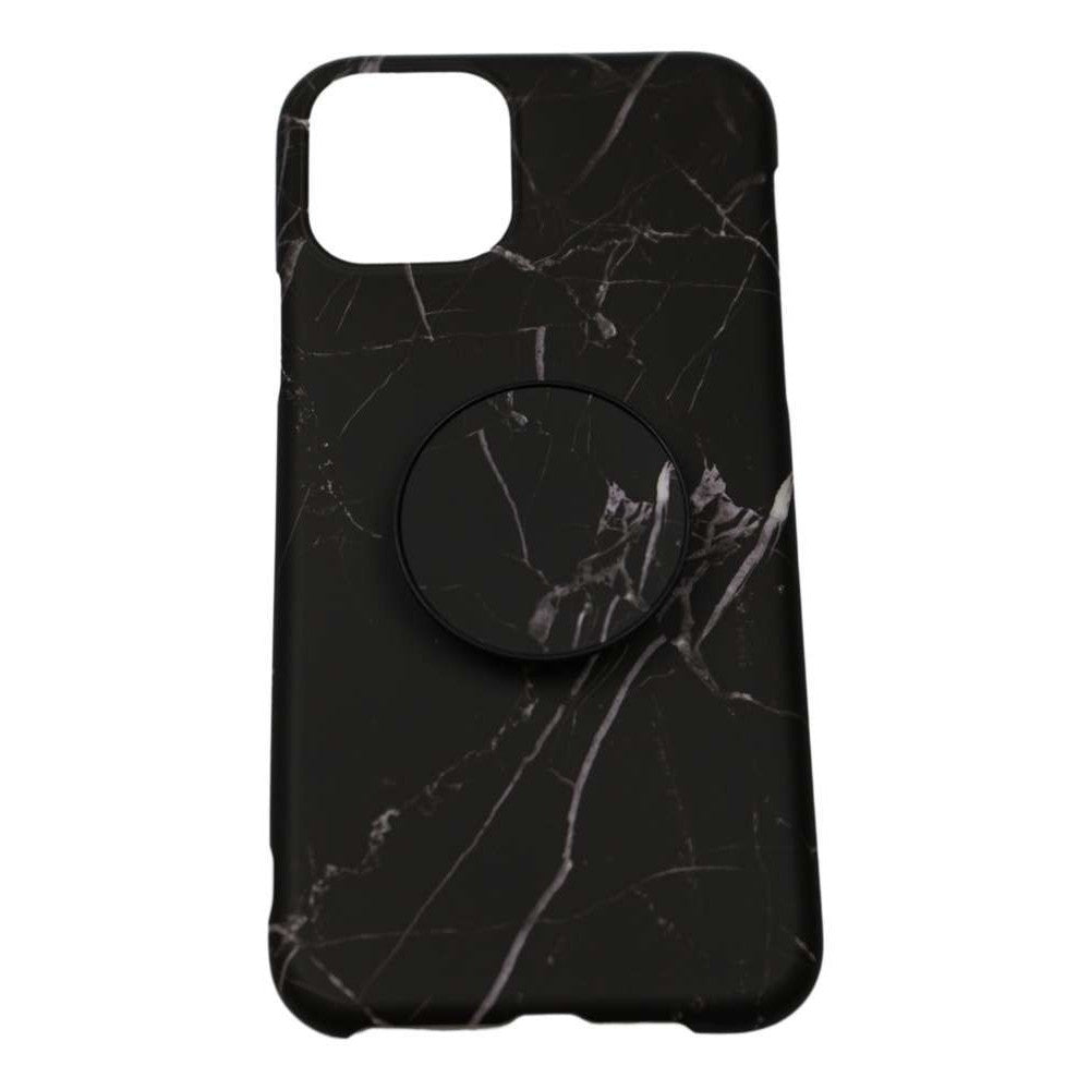 Husa protectie pentru Apple iPhone XR Soft IMD TPU Marble Negru cu Suport inclus-1