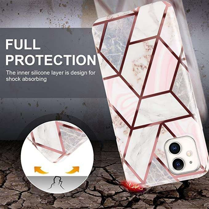Husa protectie pentru Huawei P Smart 2020 Soft IMD TPU Marble Geometric Alb-3