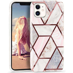 Husa protectie pentru Huawei P Smart 2020 Soft IMD TPU Marble Geometric Alb-0