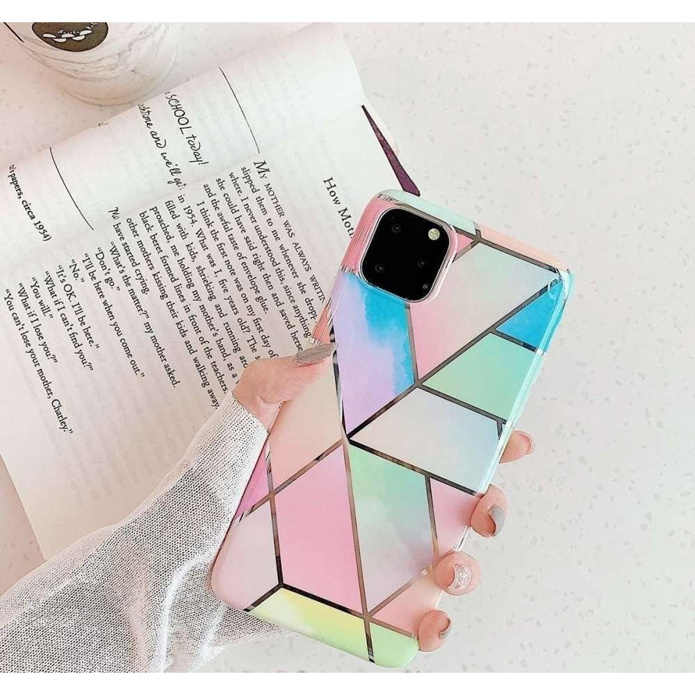Husa protectie pentru Samsung S10 Soft IMD TPU Marble Geometric Roz-3