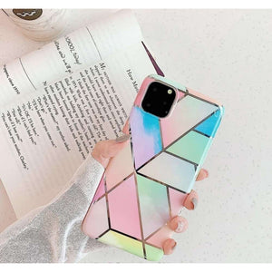 Husa protectie pentru Samsung S20 Ultra Soft IMD TPU Marble Geometric Roz-0