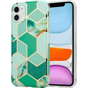 Husa protectie pentru Samsung S20 Ultra Soft IMD TPU Marble Geometric Verde-0