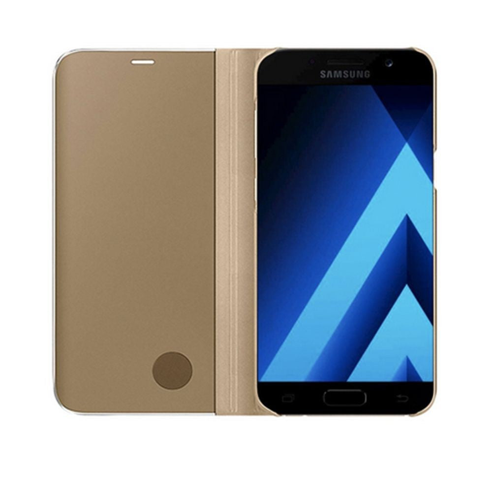 Husa Samsung Galaxy A3 2017 Flip Cover Oglinda Auriu-3