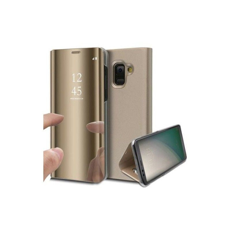 Husa Samsung Galaxy A6 2018 Flip Cover Oglinda Auriu-3