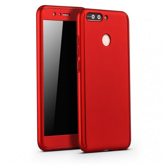 Husa Samsung Galaxy A7 2017 Full Cover 360 Rosu + Folie de protectie-1