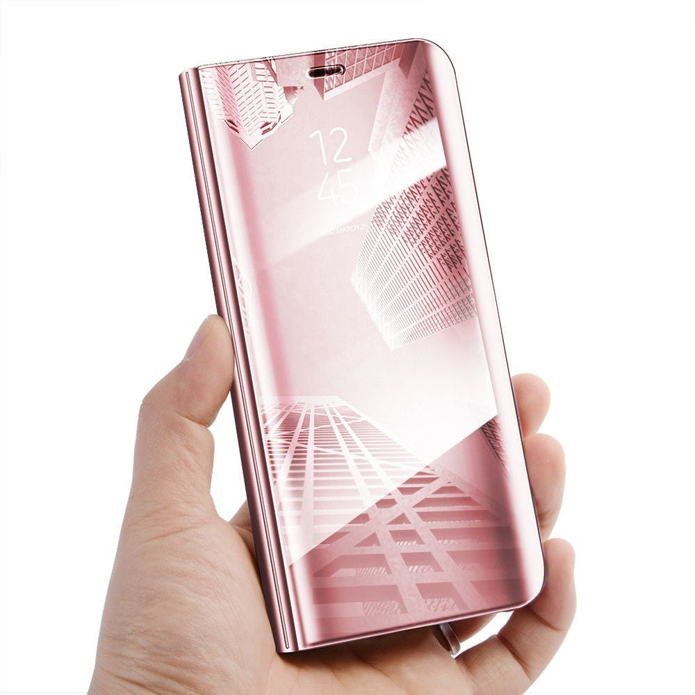 Husa Samsung Galaxy A8 2018 Flip Cover Oglinda Roz-3