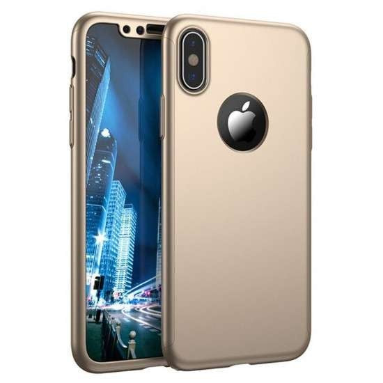 Husa Samsung Galaxy S10 Plus Full Cover 360 Auriu + Folie de protectie-3