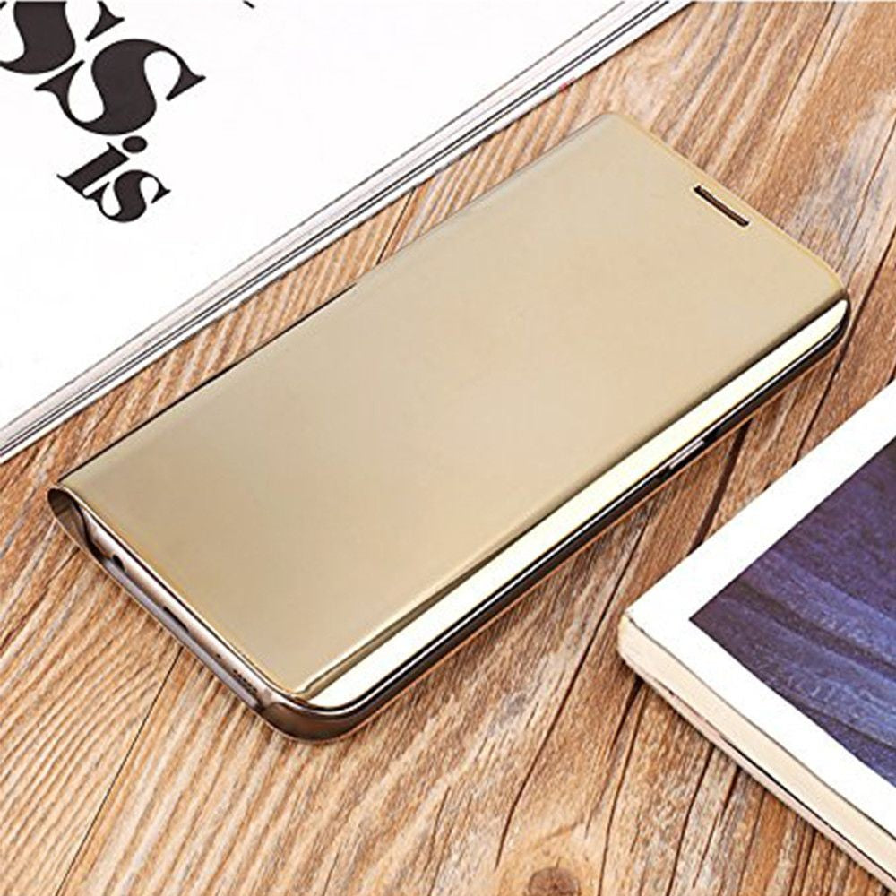 Husa Samsung Galaxy S7 Edge Flip Cover Oglinda Auriu-4