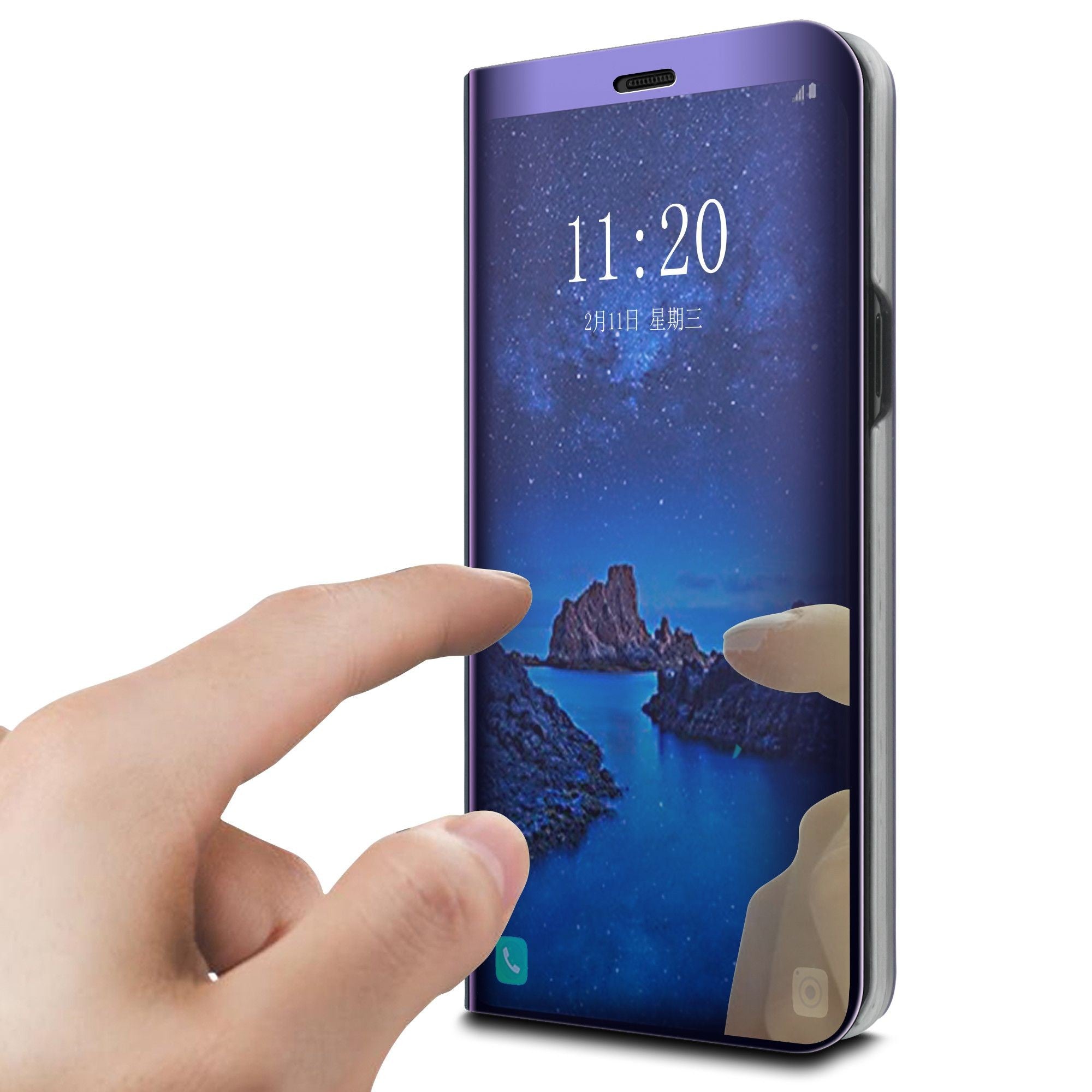 Husa Samsung Galaxy S9 Flip Cover Oglinda Albastru-5