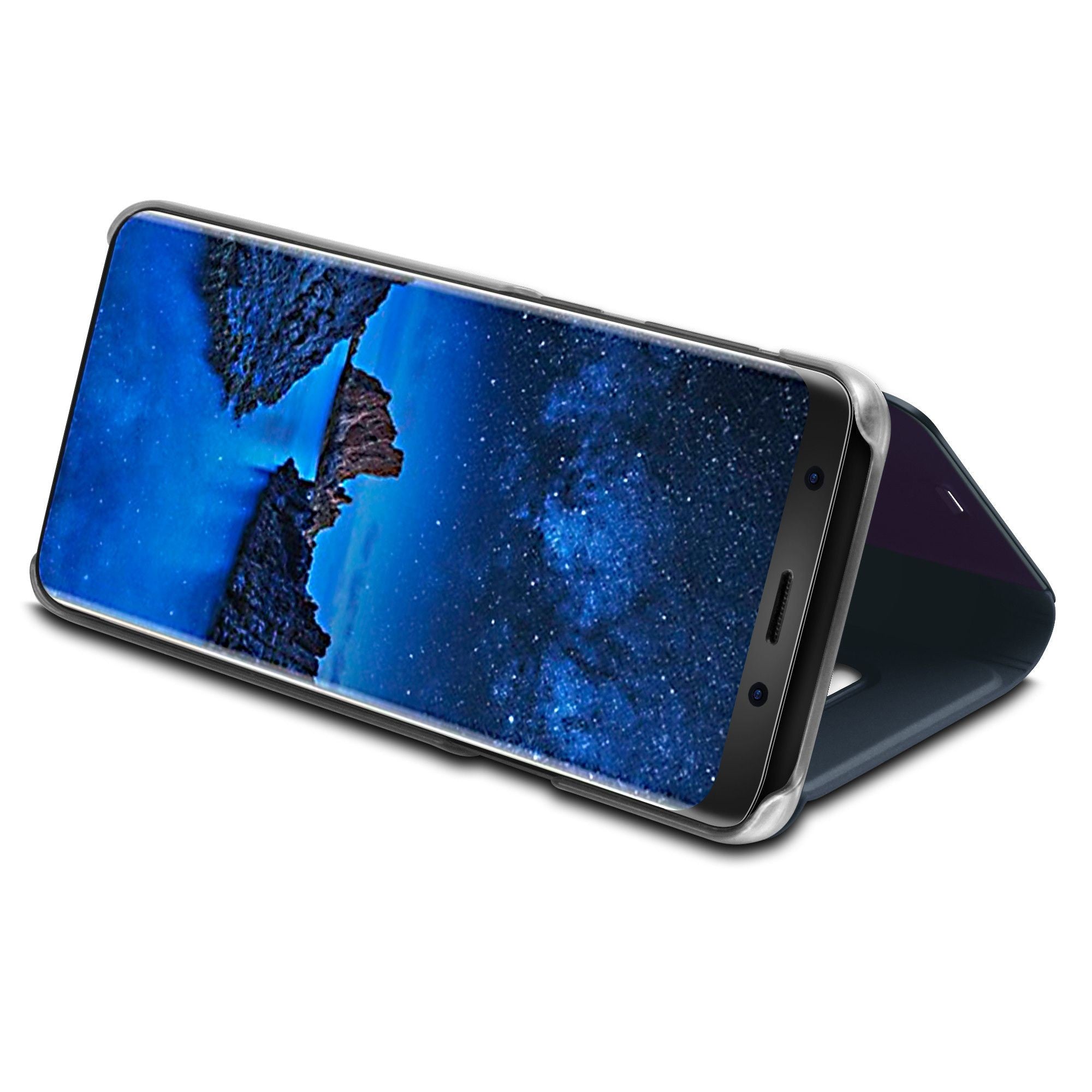 Husa Samsung Galaxy S9 Flip Cover Oglinda Albastru-6