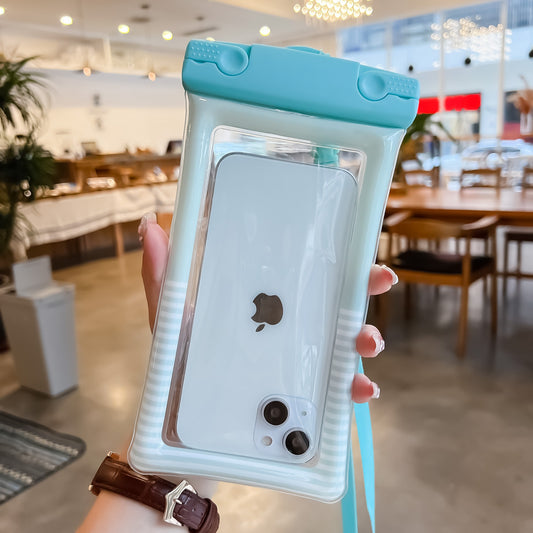 Husa subacvatica Cushion Waterproof Flippy, Snowproof, Universala, Dungata, cu Snur, pentru telefon sau documente, Verde Menta-1