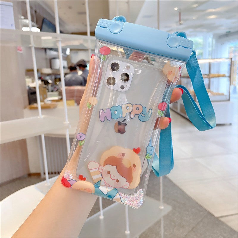 Husa subacvatica Fruity Waterproof Flippy, Snowproof, Universala, Impermeabila, cu Snur, pentru telefon sau documente, Happy Boy, Bleu-3