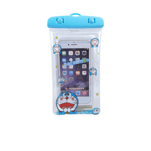 Husa subacvatica Glitter Kids Waterproof Flippy, Snowproof, Universala, cu Snur, pentru telefon sau documente, Cat, Bleu-0