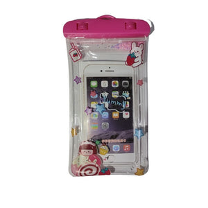 Husa subacvatica Glitter Kids Waterproof Flippy, Snowproof, Universala, cu Snur, pentru telefon sau documente, Sweet Girl, Roz-0